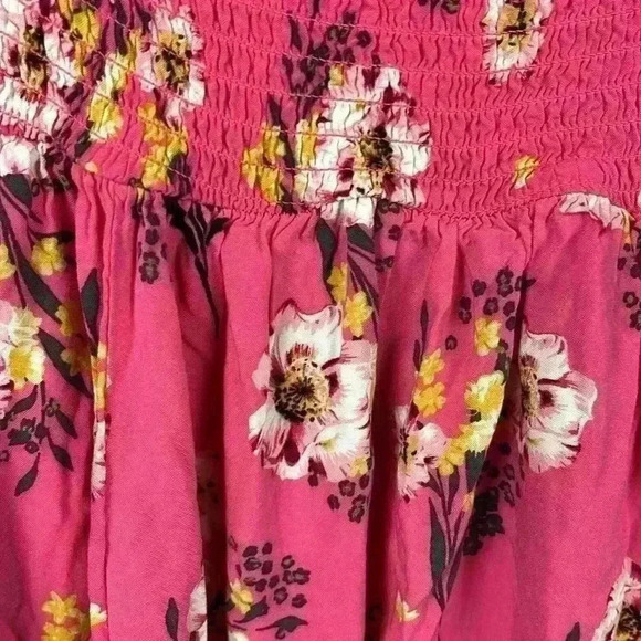 Torrid Women’s Floral Dress Pink 1 Baby Doll Smocked Mini Gathered Bell Sleeves - Picture 8 of 9